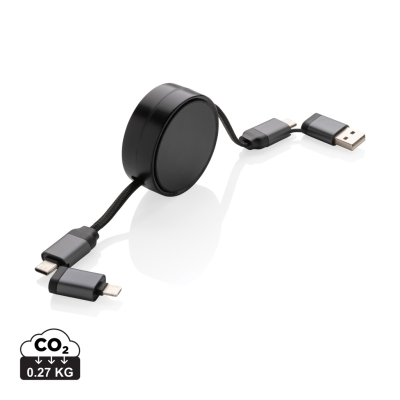 TERRA RCS RECYCLED ALUMINIUM METAL RETRACTABLE 6 in 1 CABLE in Grey