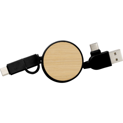 THE PONZA - BAMBOO EXTENDABLE CHARGER CABLE in Black