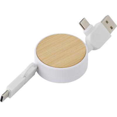 THE PONZA - BAMBOO EXTENDABLE CHARGER CABLE in White