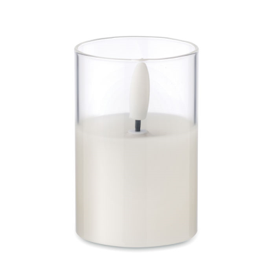 LED WAX CANDLE in Glass Holder in White