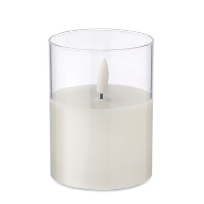 LED WAX CANDLE in Glass Holder in White