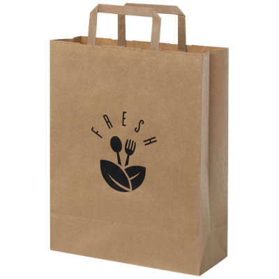 KRAFT 80-90 G & M2 PAPER BAG with Flat Handles - Medium in Kraft Brown