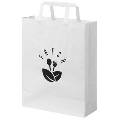 KRAFT 80-90 G & M2 PAPER BAG with Flat Handles - Medium in White