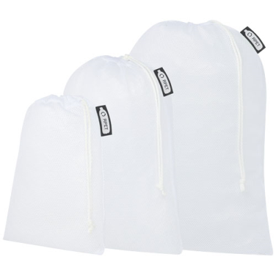SET OF 3 RECYCLED POLYESTER GROCERY BAGS in White