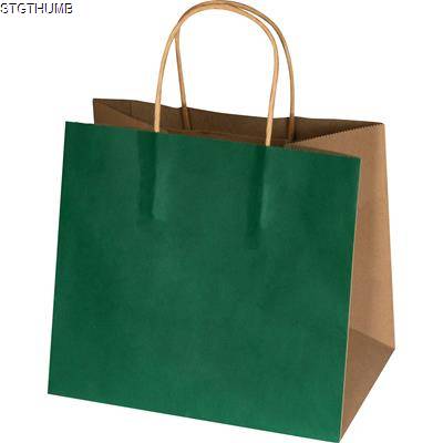 SMALL RECYCLED PAPERBAG with 2 Handles in Green