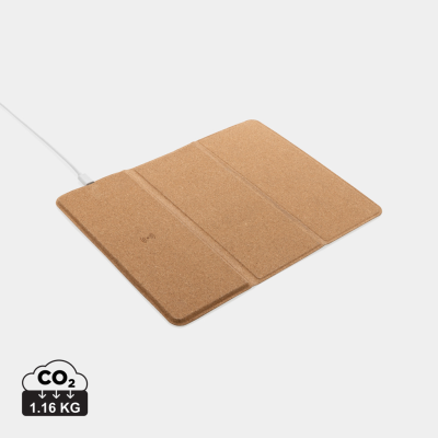 10W CORDLESS CHARGER CORK MOUSEMAT AND STAND in Brown