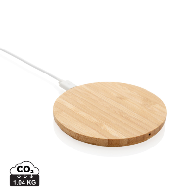 BAMBOO 5W ROUND CORDLESS CHARGER in Brown