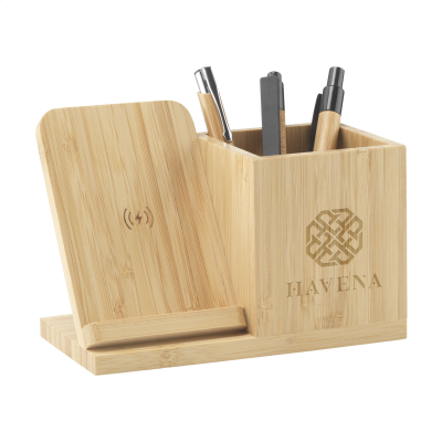 BAMBOO BOSS 15W CHARGER & PEN HOLDER in Bamboo