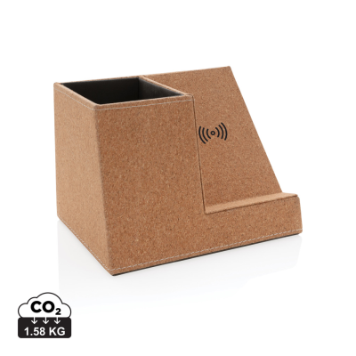 CORK PEN HOLDER AND 5W CORDLESS CHARGER in Khaki