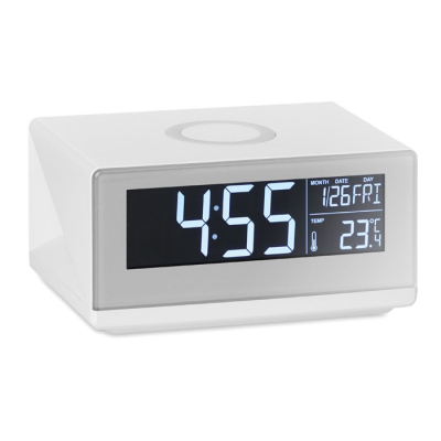 LED CLOCK & CORDLESS CHARGER5W in White