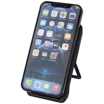 LOOP 10W RECYCLED PLASTIC CORDLESS CHARGER PAD with Phone Stand in Solid Black