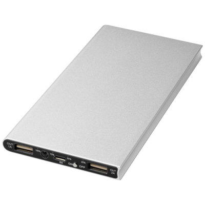 PLATE 8000 MAH ALUMINIUM METAL POWER BANK in Silver