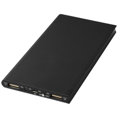 PLATE 8000 MAH ALUMINIUM METAL POWER BANK in Solid Black