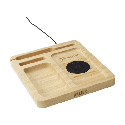 WALTER BAMBOO SINGLE DOCK 15W ORGANIZER AND CHARGER in Bamboo