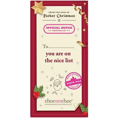 BELGIAN CHOCOLATE ON THE NICE LIST CHOCOLATE BAR