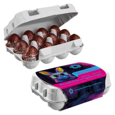 PAPER EASTER EGG BOX OF 12 with Kinder Bueno Mini Eggs