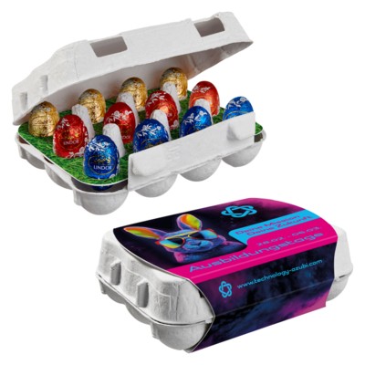 PAPER EASTER EGG BOX OF 12 with Lindt Lindor Mini-eggs