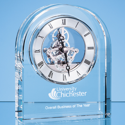 14,5CM OPTICAL CRYSTAL ARCHED CLOCK