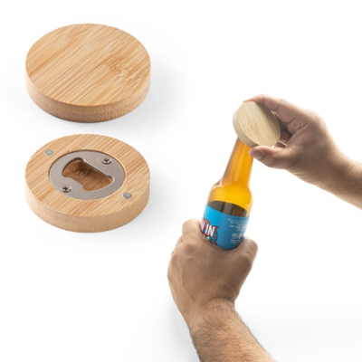 AMCHUR BAMBOO COASTER with Bottle Opener