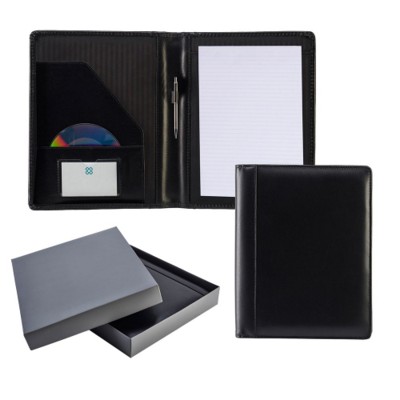 ASCOT HIDE LEATHER ZIP CONFERENCE FOLDER in Black