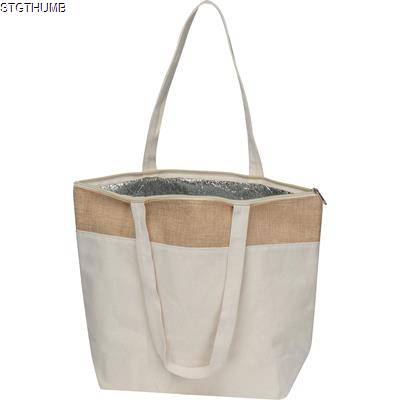 COOL BAG MADE OF 200G COTTON AND LAMINATED JUTE in Beige