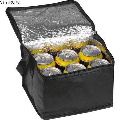 NON-WOVEN COOLING BAG - 6 CANS in Black