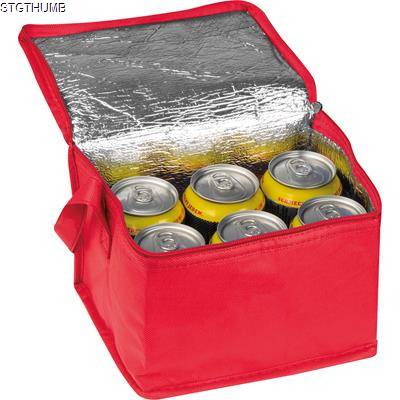 NON-WOVEN COOLING BAG - 6 CANS in Red