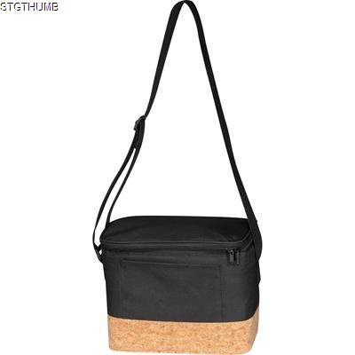 POLYESTER COOL BAG with Cork Bottom in Black