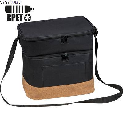 RPET COOL BAG with Extra Compartment & Cork Bottom in Black