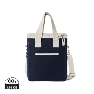 VINGA VOLONNE AWARE™ RECYCLED CANVAS COOLER TOTE BAG in Blue, Off White