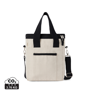 VINGA VOLONNE AWARE™ RECYCLED CANVAS COOLER TOTE BAG in Off White, Black