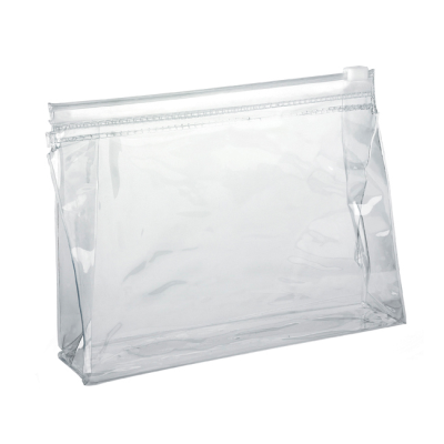 CLEAR TRANSPARENT PVC SLIDE ZIPPERED TOILETRY BAG