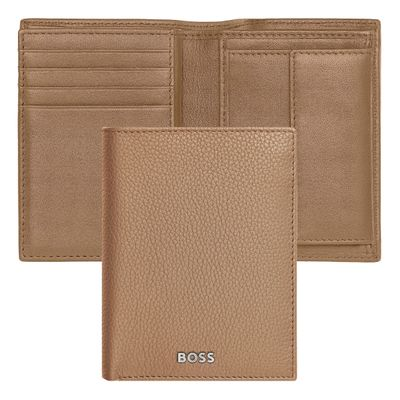 CARD HOLDER with Flap & Money Pocket Classic Grained Camel