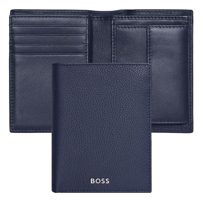 CARD HOLDER with Flap & Money Pocket Classic Grained Navy