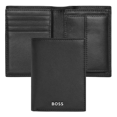 CARD HOLDER with Flap & Money Pocket Classic Smooth Black