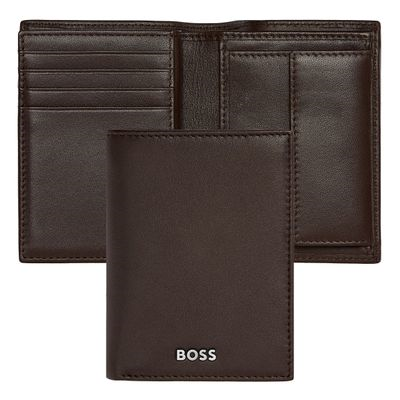 CARD HOLDER with Flap & Money Pocket Classic Smooth Brown