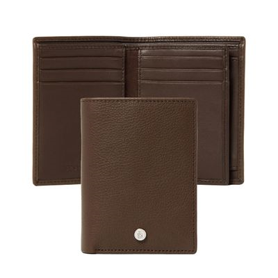 CARD HOLDER with Flap Button Brown