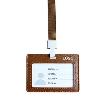 LANYARD PU LEATHER WORK CARD HOLDER