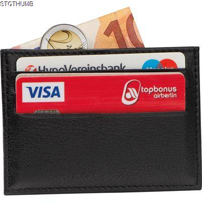 LEATHER RFID CREDIT CARD CASE in Black