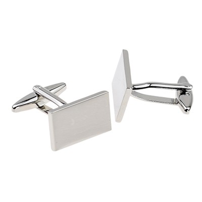 SILVER FINISH RECTANGULAR CUFF LINKS