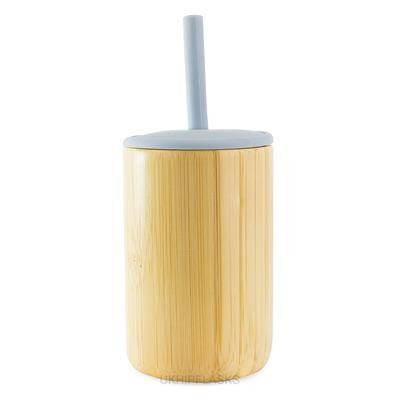 BAMBOO CUP - BLUE with Silicon Top & Straw