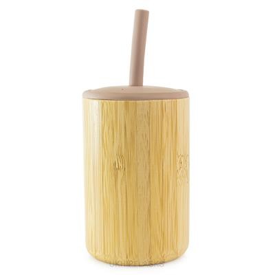 BAMBOO CUP - BROWN with Silicon Top & Straw