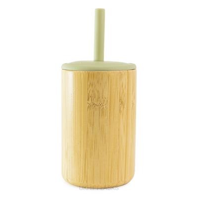 BAMBOO CUP - GREEN with Silicon Top & Straw