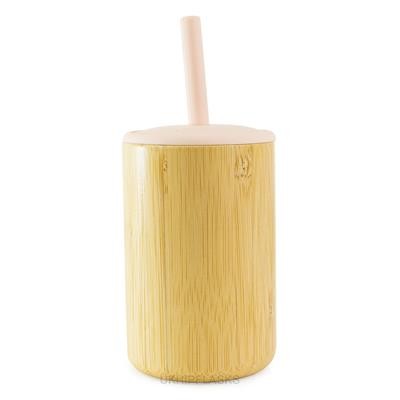 BAMBOO CUP - PEACH with Silicon Top & Straw