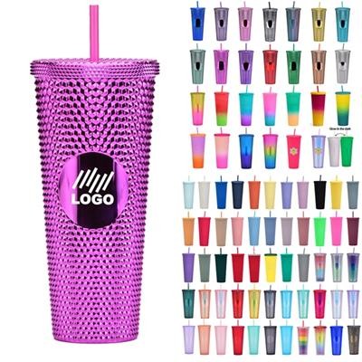 MATTE STUDDED TUMBLER with Lid & Straw 700ml