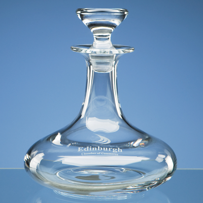 0,75LTR HANDMADE ROUND SHIPS DECANTER