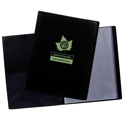 ECO-ECO A4 100% RECYCLED 20 POCKET BLACK FLEXICOVER DISPLAY BOOK (UK STOCK)