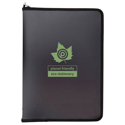 ECO-ECO A4 50% RECYCLED 30 POCKET BLACK ZIP DISPLAY BOOK (UK STOCK)