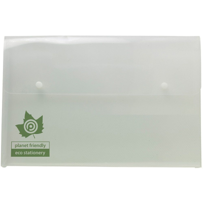 ECO-ECO A4+ 95% RECYCLED CLEAR TRANSPARENT EXPANDING 2 STUD WALLET (UK STOCK)