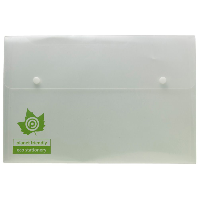ECO-ECO A4+ 95% RECYCLED CLEAR TRANSPARENT TRIPLE STORAGE STUD WALLET (UK STOCK)